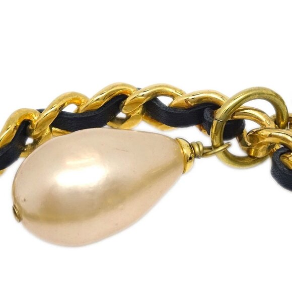 Chanel Dangle Hoop Earrings Gold Artificial Pearl Clip-On - Picture 2 of 4